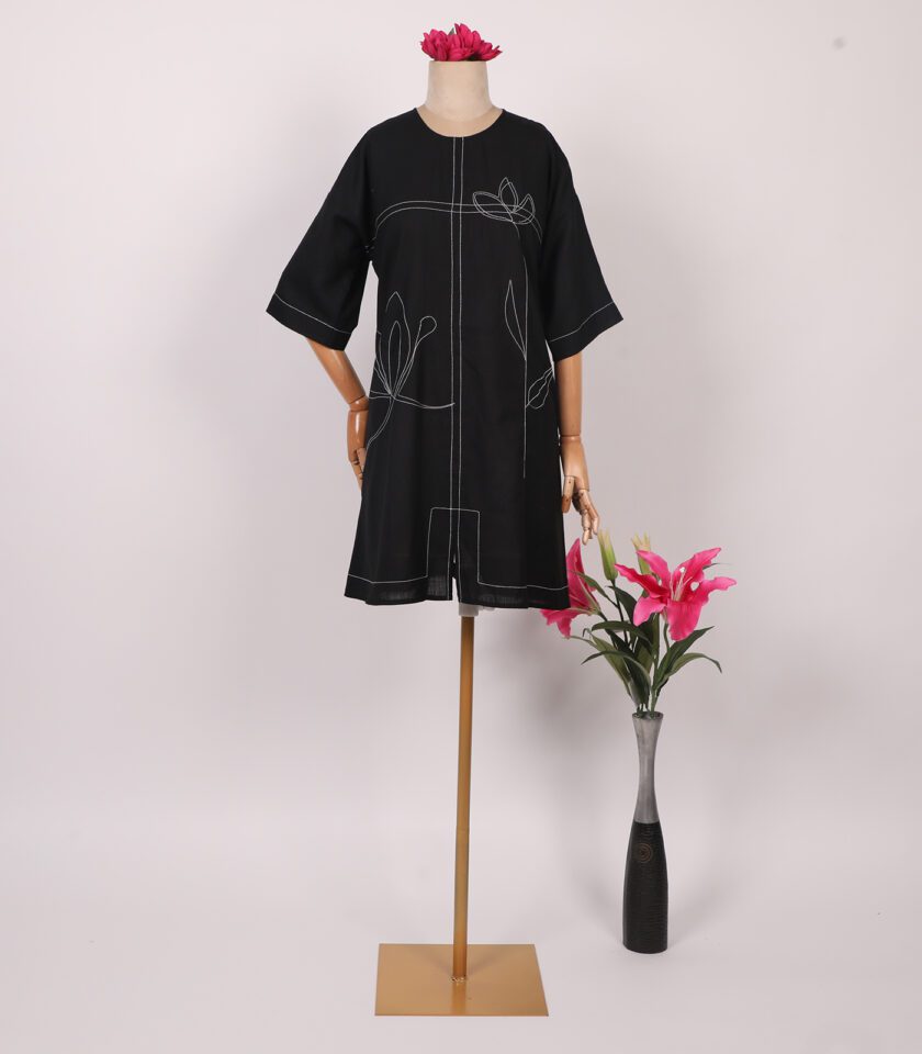 black Digital Stitch Dress