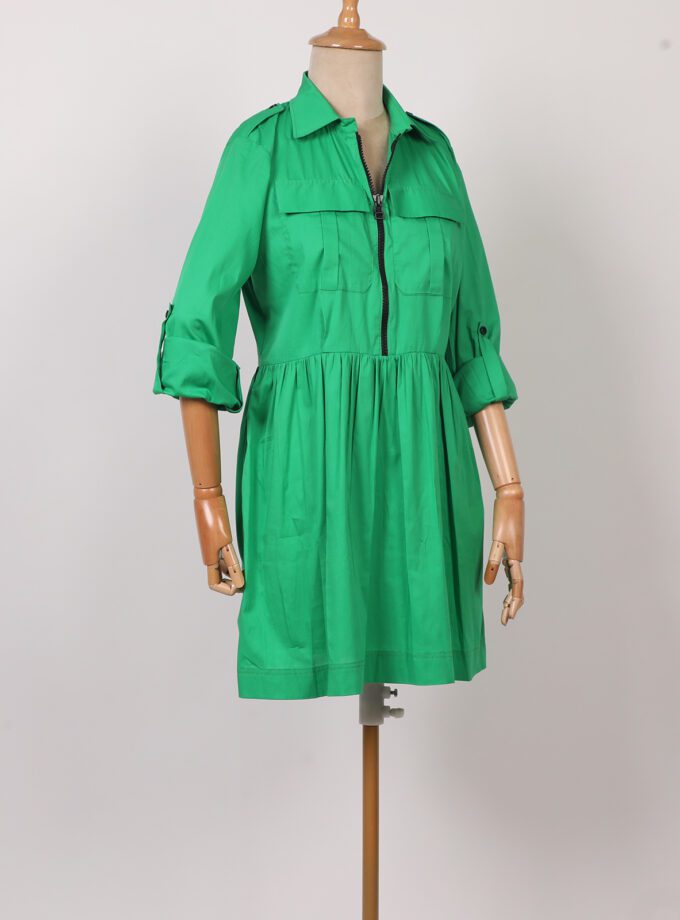 green zipper dress