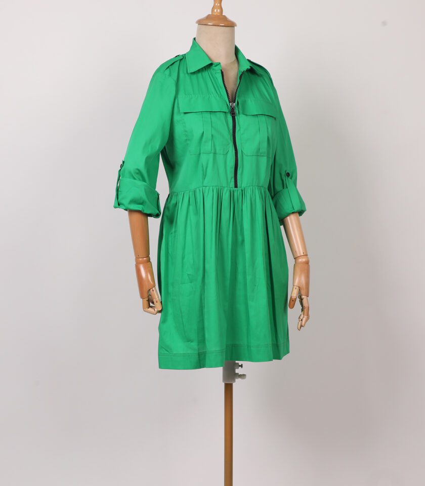 green zipper dress