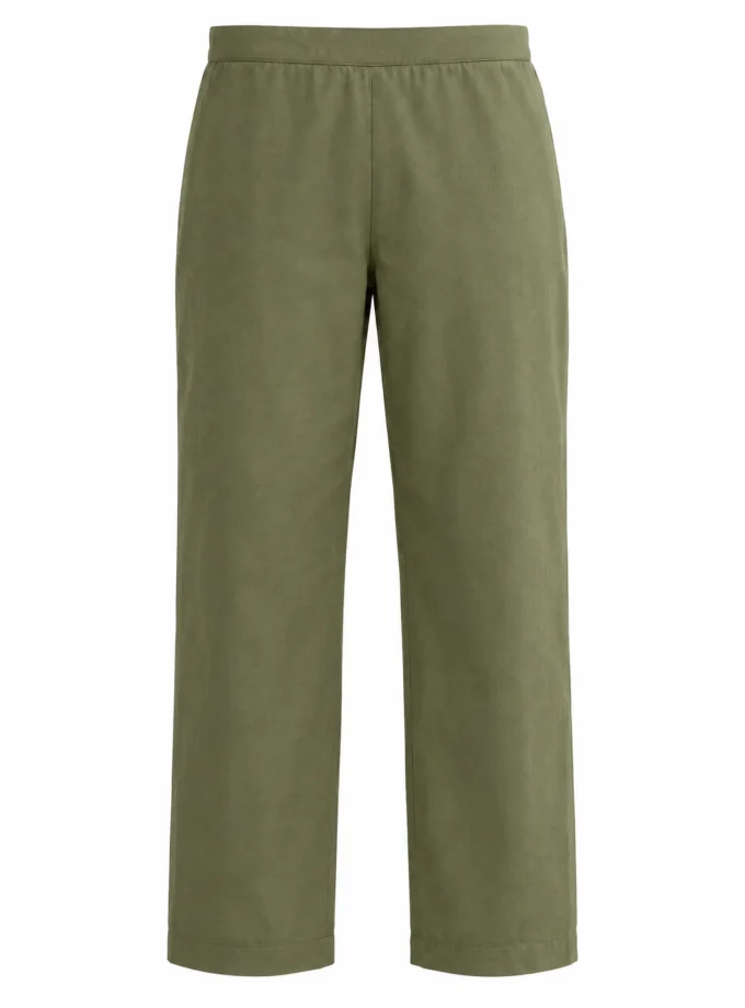 Anouk military green cotton straight fit pant shown alone on an invisible mannequin