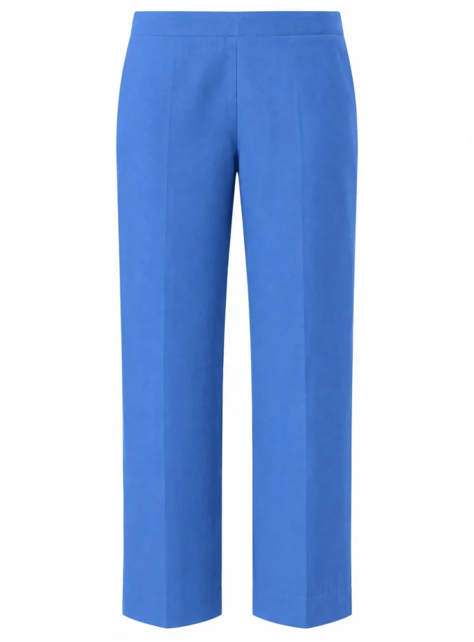 Aurette blue cotton straight fit pant shown alone on an invisible mannequin