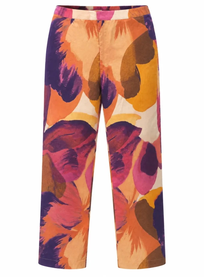 Brielle yam print glaze cotton straight fit pant shown alone on an invisible mannequin