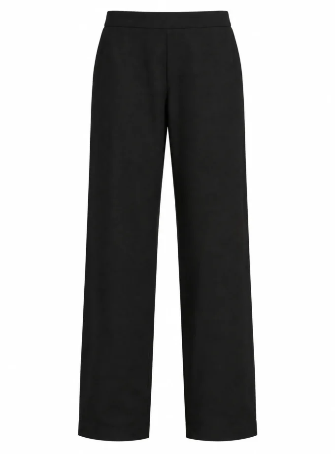 Celine plain black straight fit cotton pant shown alone on an invisible mannequin