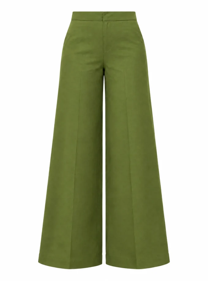 Dahlia military green wide leg pants shown alone on an invisible mannequin
