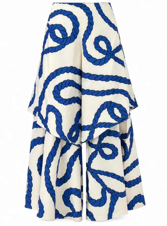 Jewel RO print glaze cotton layered pallazo shown alone on an invisible mannequin