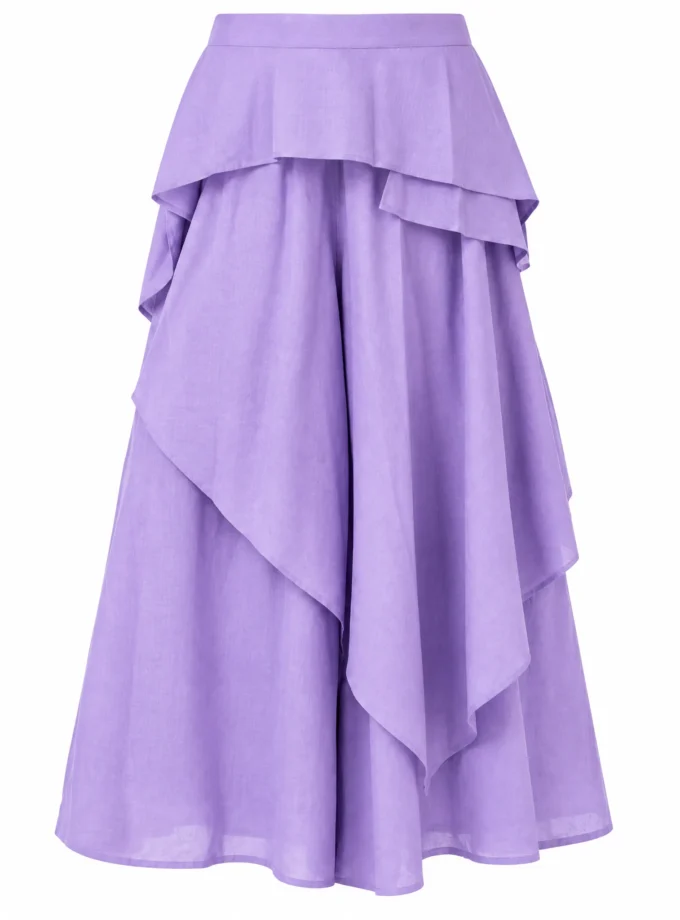 Kaira lavender multi layered palazzo pant shown alone on an invisible mannequin