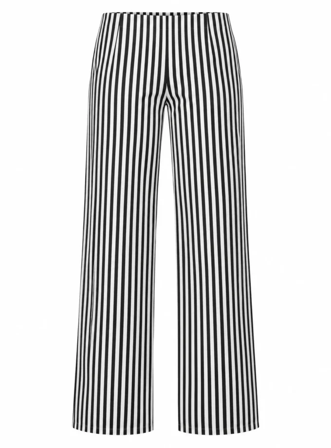 Lavinia blue stripe cotton straight fit pant shown alone on an invisible mannequin