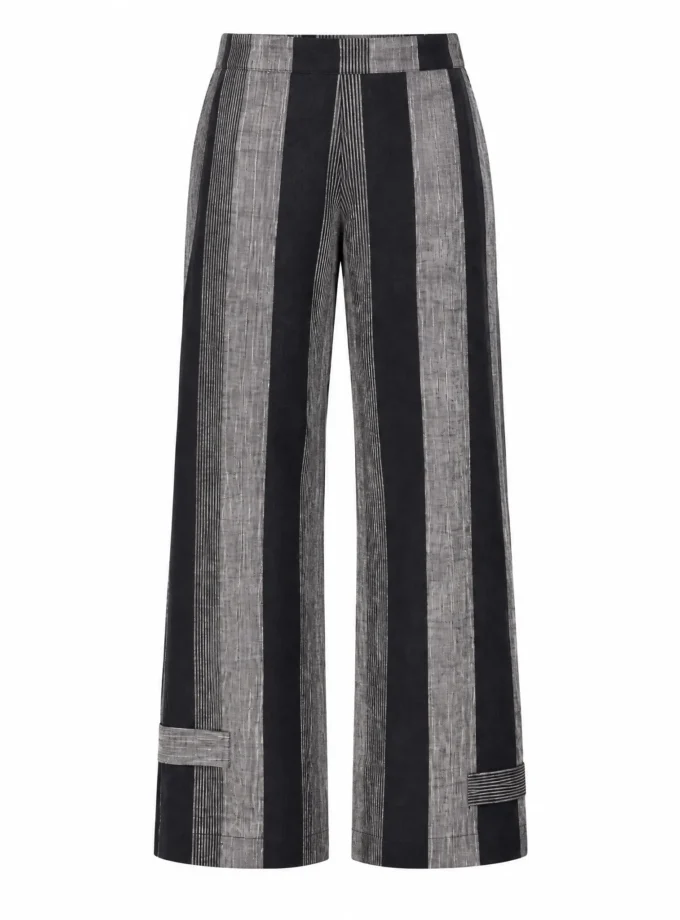 Tatiana black and grey stripe cotton loose fit pant shown alone on an invisible mannequin