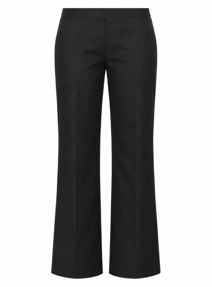 Thea black straight fit cotton pants shown alone on an invisible mannequin