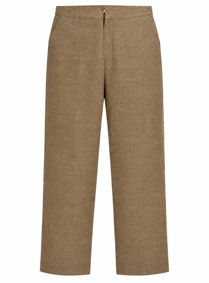 Violetta brown h-loom straight fit pant shown alone on an invisible mannequin