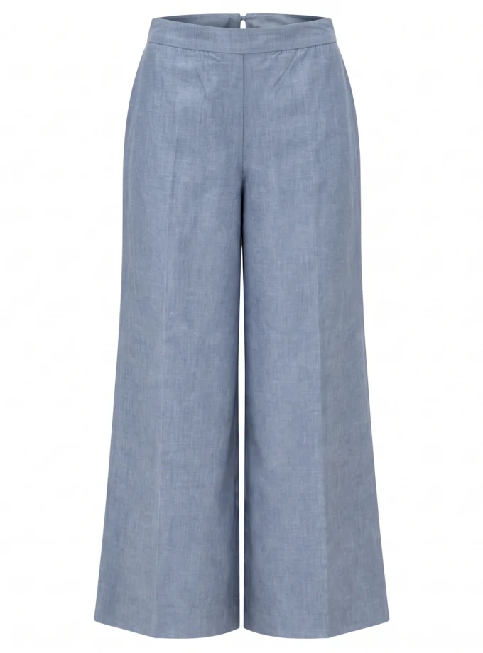 Cyrene lavender blue h-loom staight pants, shown alone on an invisible mannequin