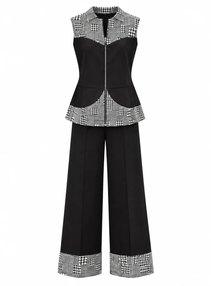 BLACK COTTON BLEND STRAIGHT FIT PANTS, shown alone on an invisible mannequin