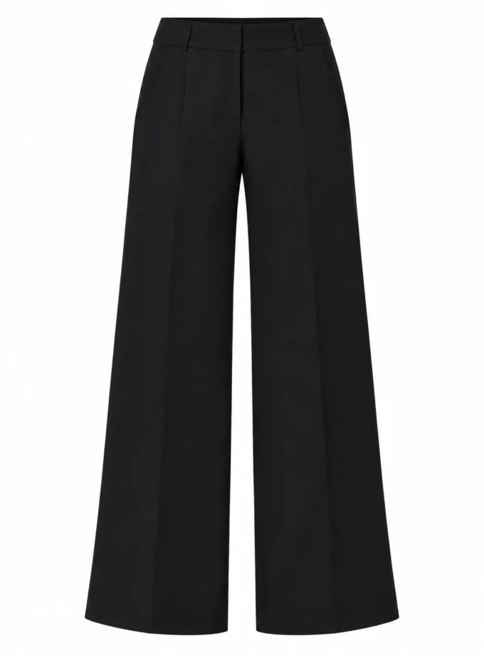 BLACK COTTON BLEND STRAIGHT FIT PANT, shown alone on an invisible mannequin