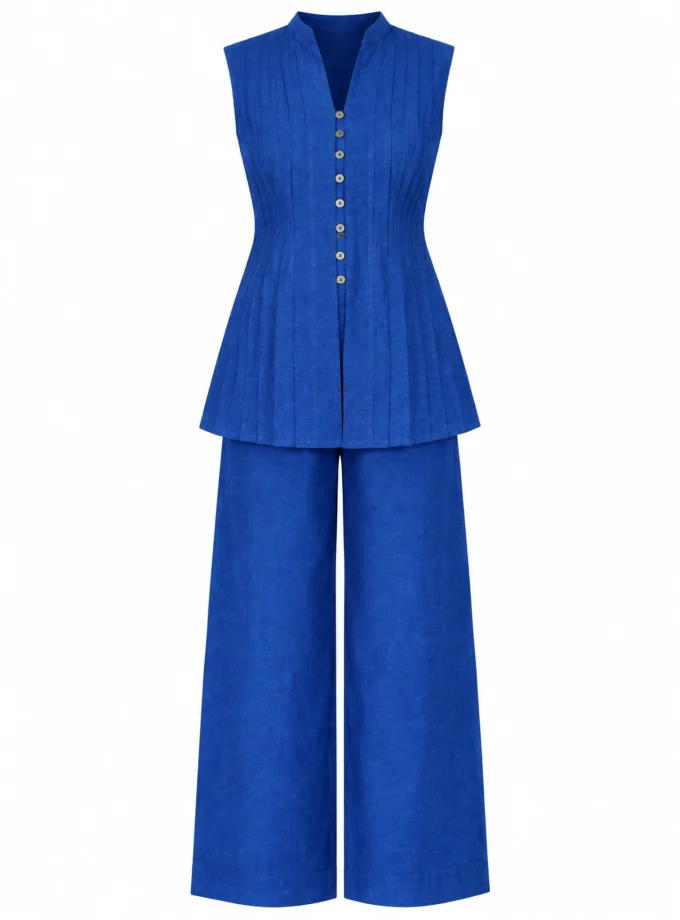 TEAL H- LOOM STRAIGHT FIT PANT, shown alone on an invisible mannequin